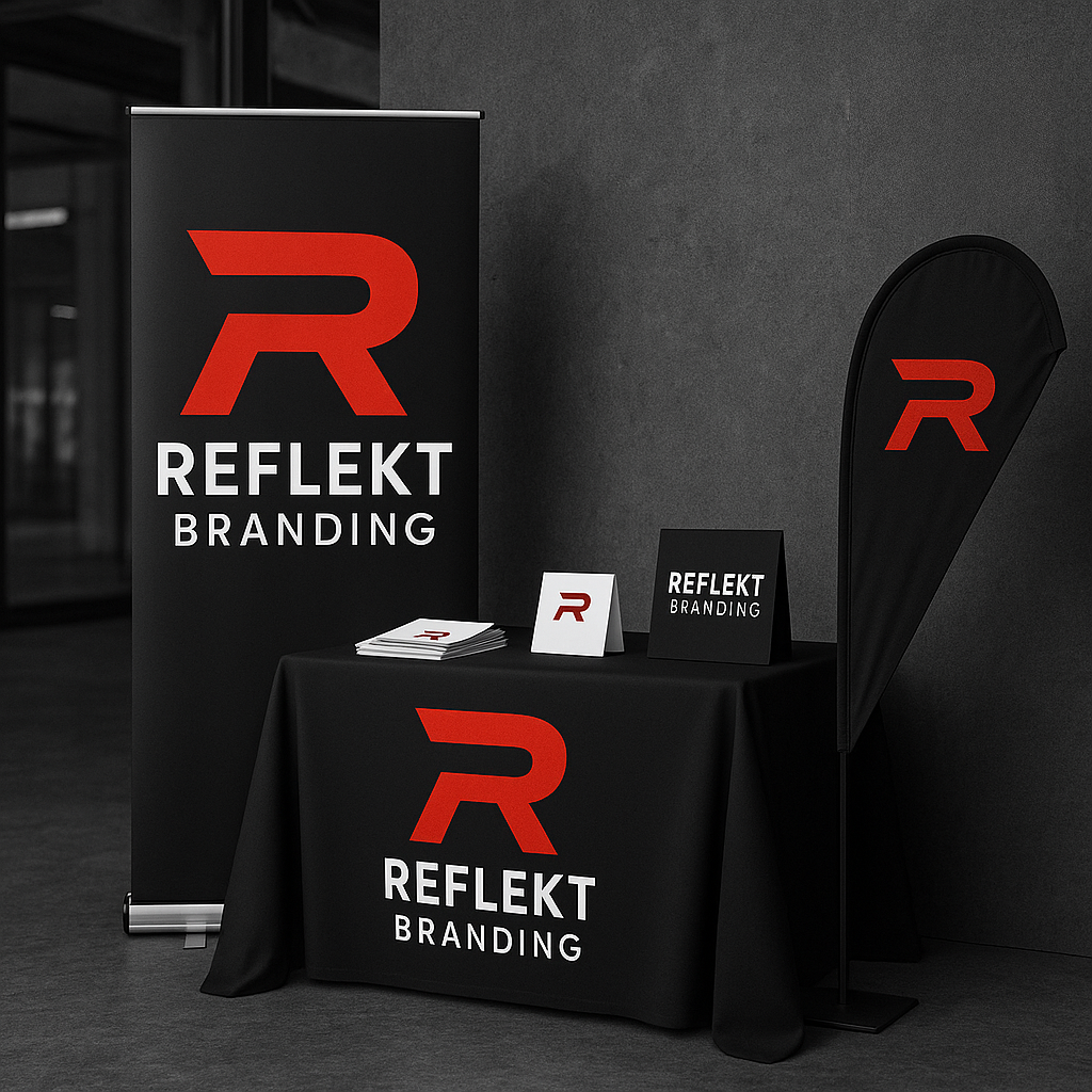 Reflekt event branding kits styled for an activation