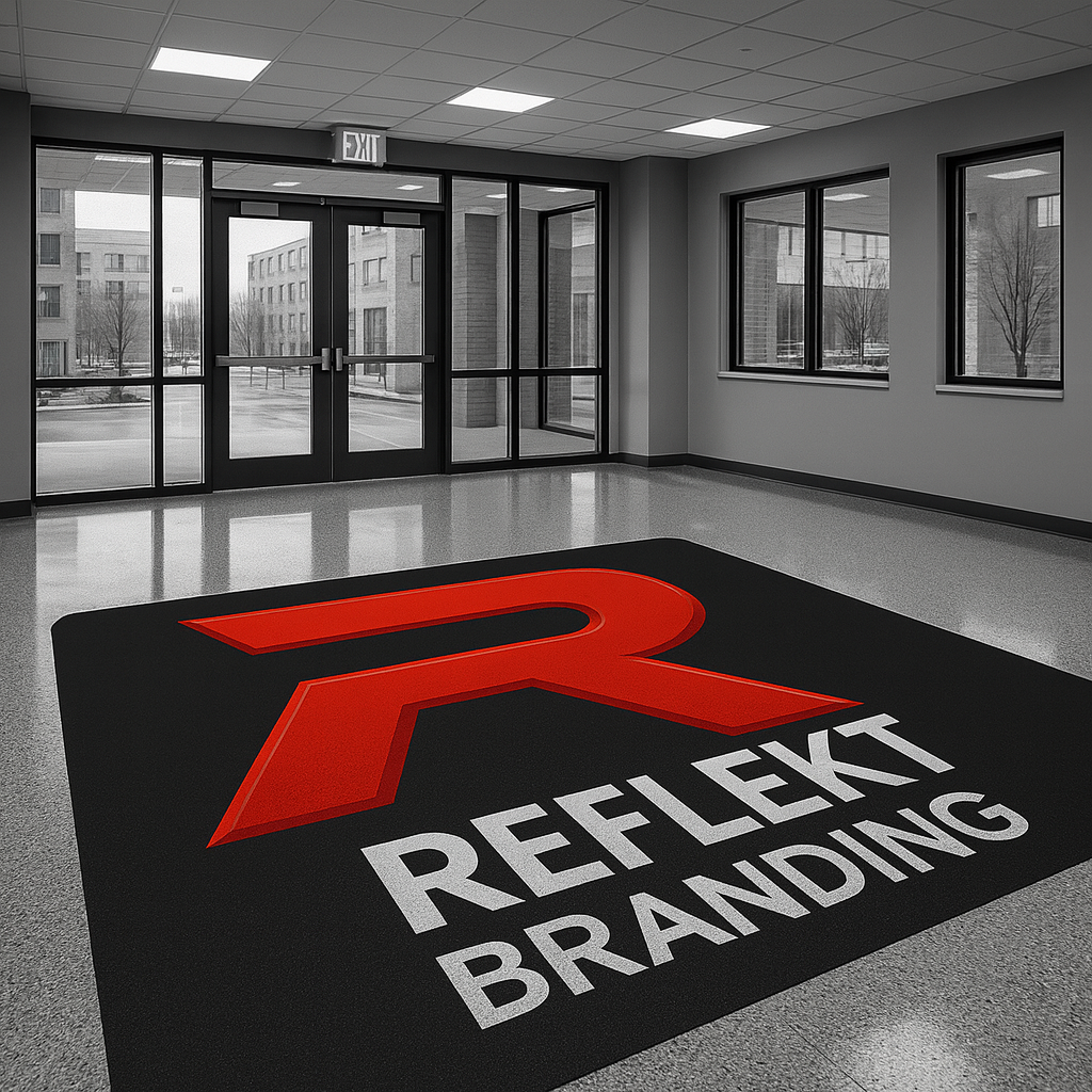 Branded floor graphic path designed by Reflekt