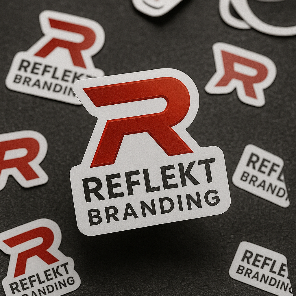 Collection of custom stickers and decals from Reflekt