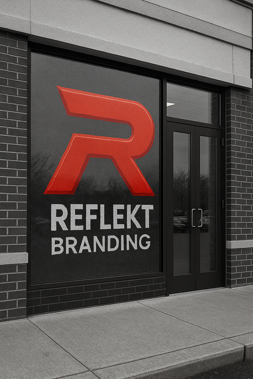 Reflekt window graphics applied to storefront glass